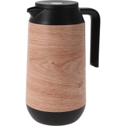 1x Koffie/thee thermoskan houtlook 1000 ml - Thermoskannen