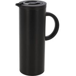 1x Koffie/thee thermoskan RVS 1000 ml/1L zwart - Thermoskannen